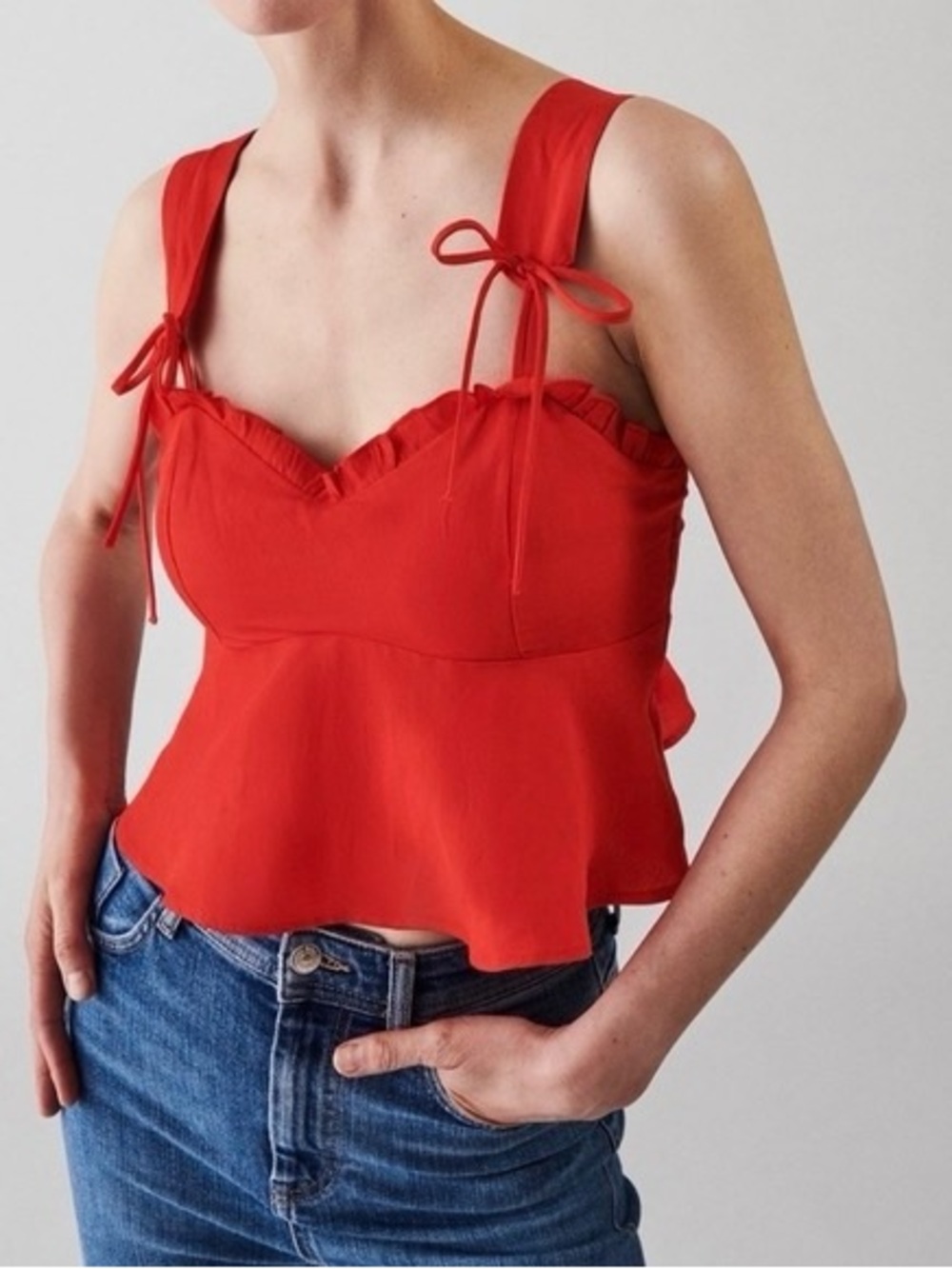 Zara red flutter top new nwt